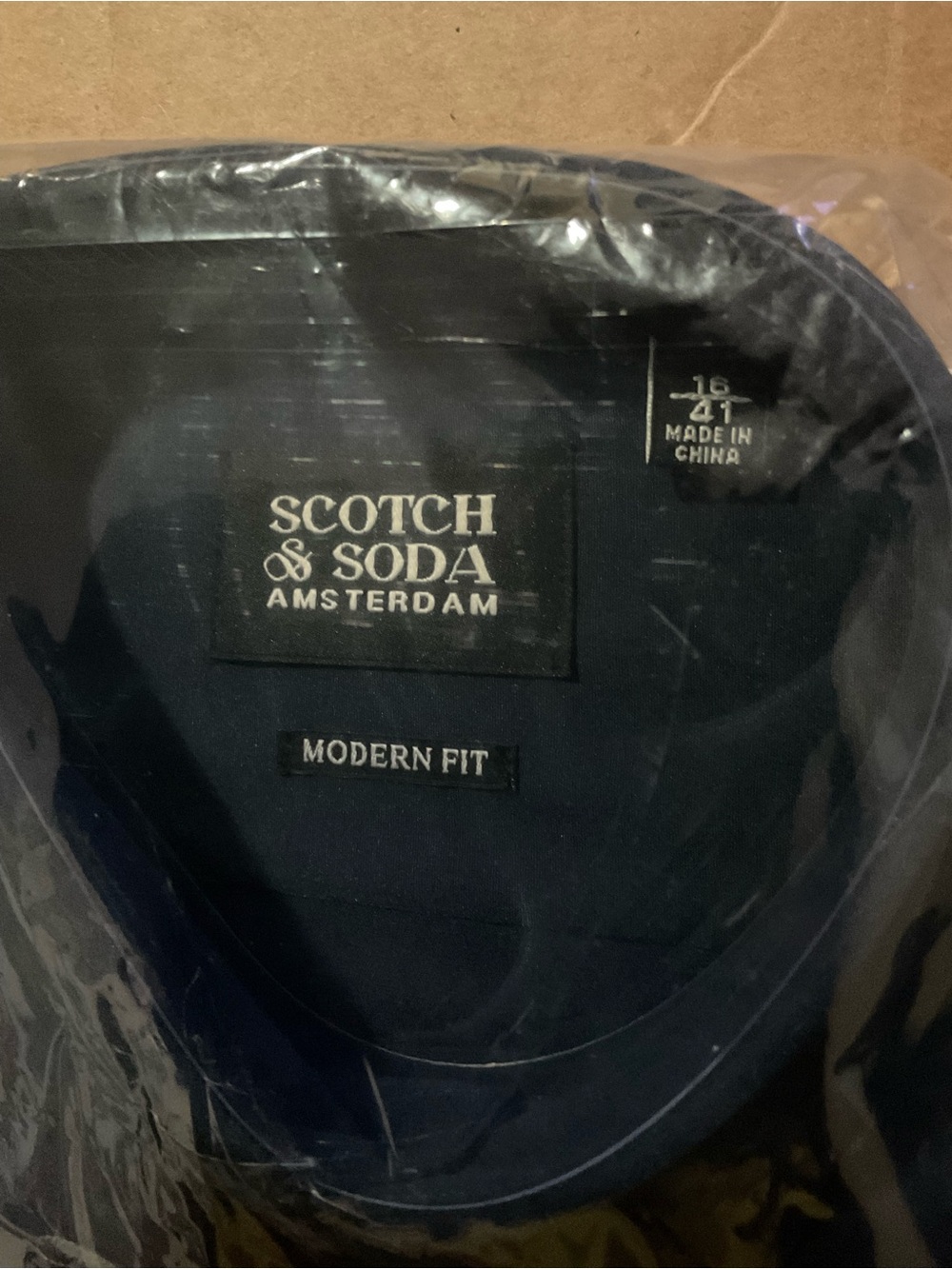 Scotch & Soda Men's Button Up Dress Shirt Size 16-41 - Navy Blue - Stretch - NWT